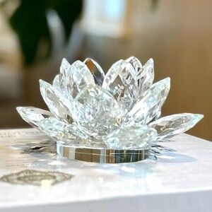 NWT Crystal Lotus Candle Holder Set (2) Shannon by Godinger Dublin, Ireland